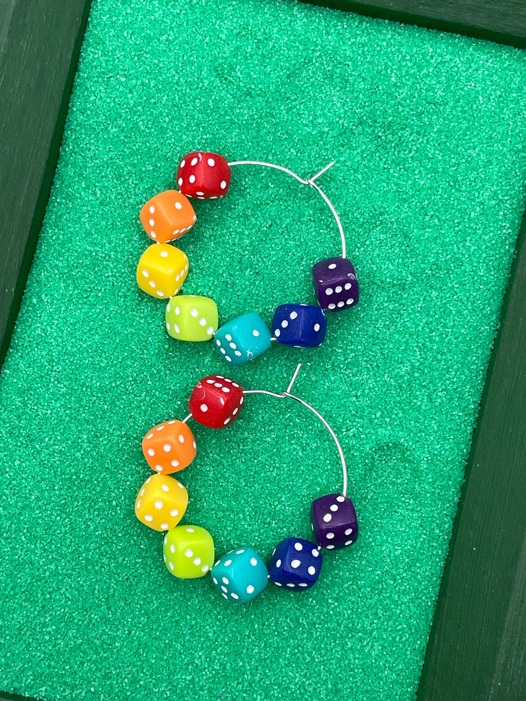 Love is Love-Rainbow Dice Hoop Earrings: Handmade