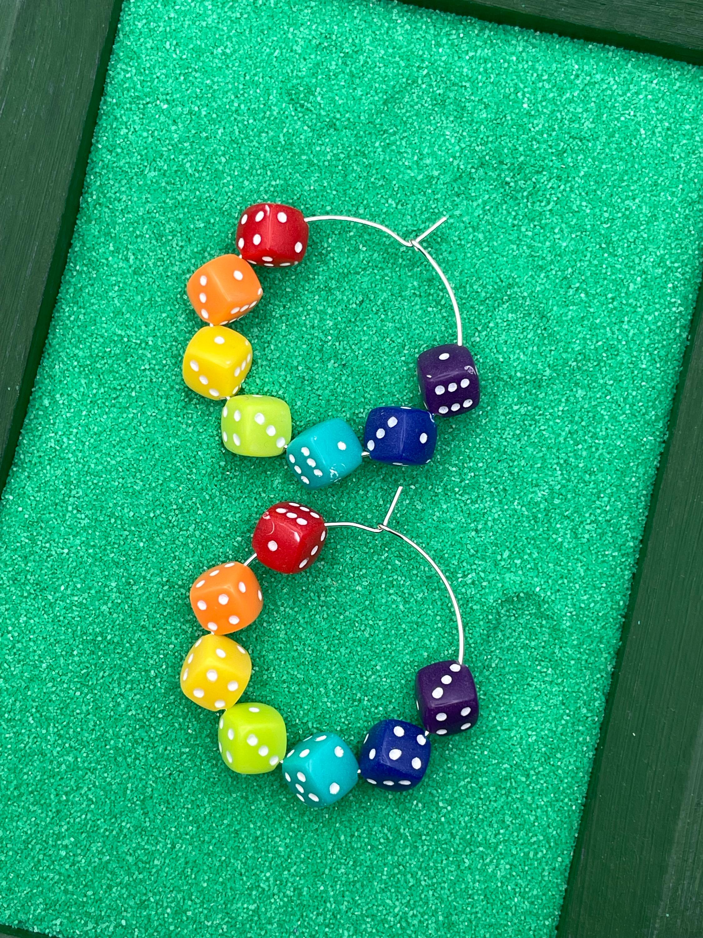 Love is Love-Rainbow Dice Hoop Earrings: Handmade
