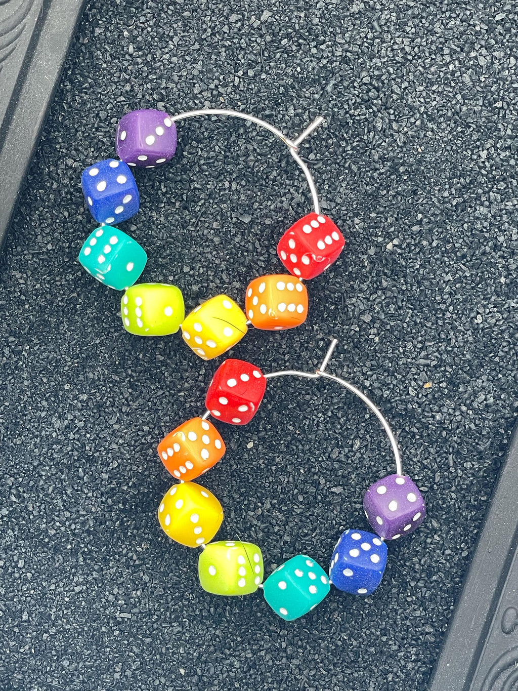 Love is Love-Rainbow Dice Hoop Earrings: Handmade