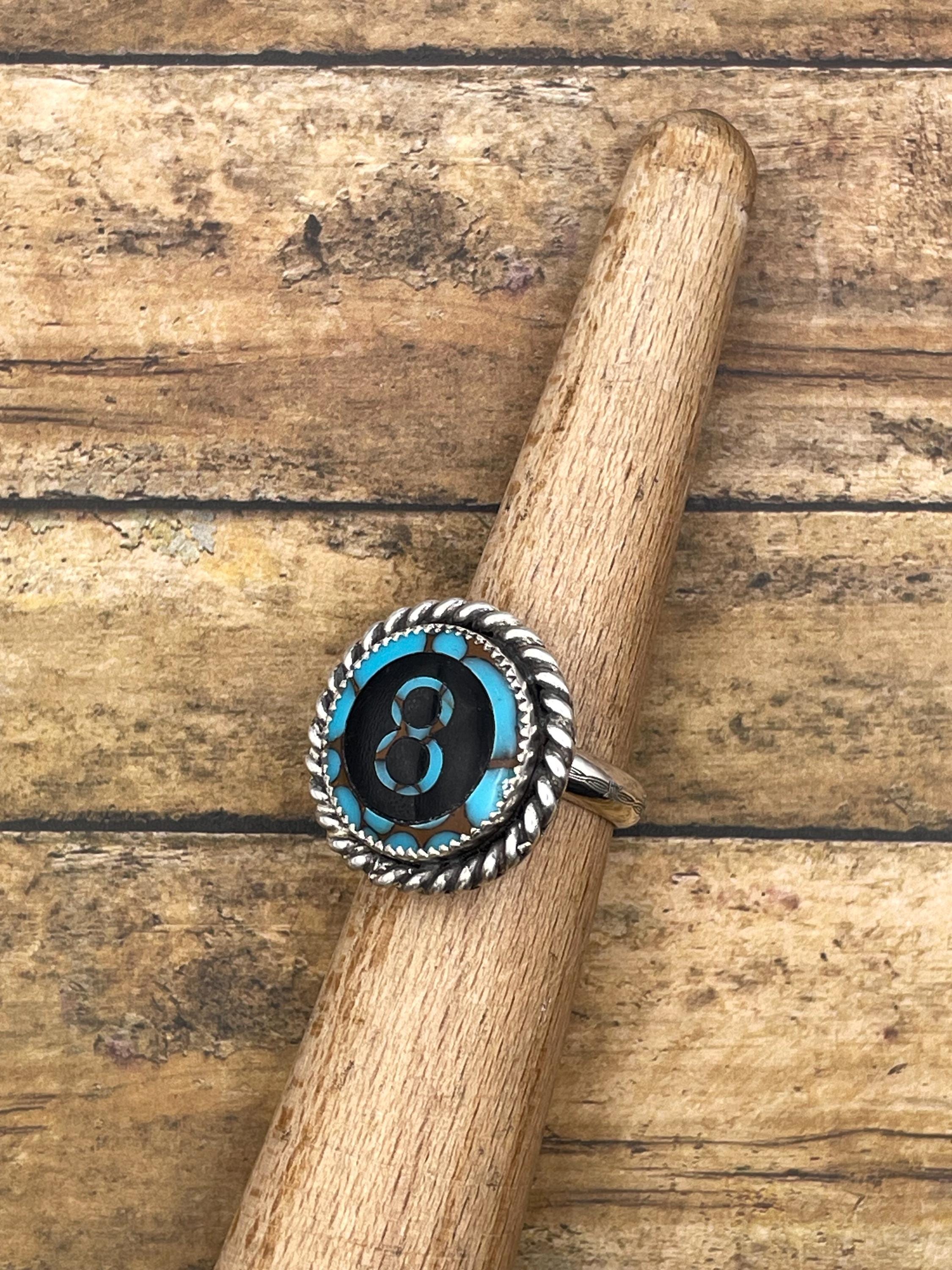 Blake-Turquoise 8-Ball Heart Ring