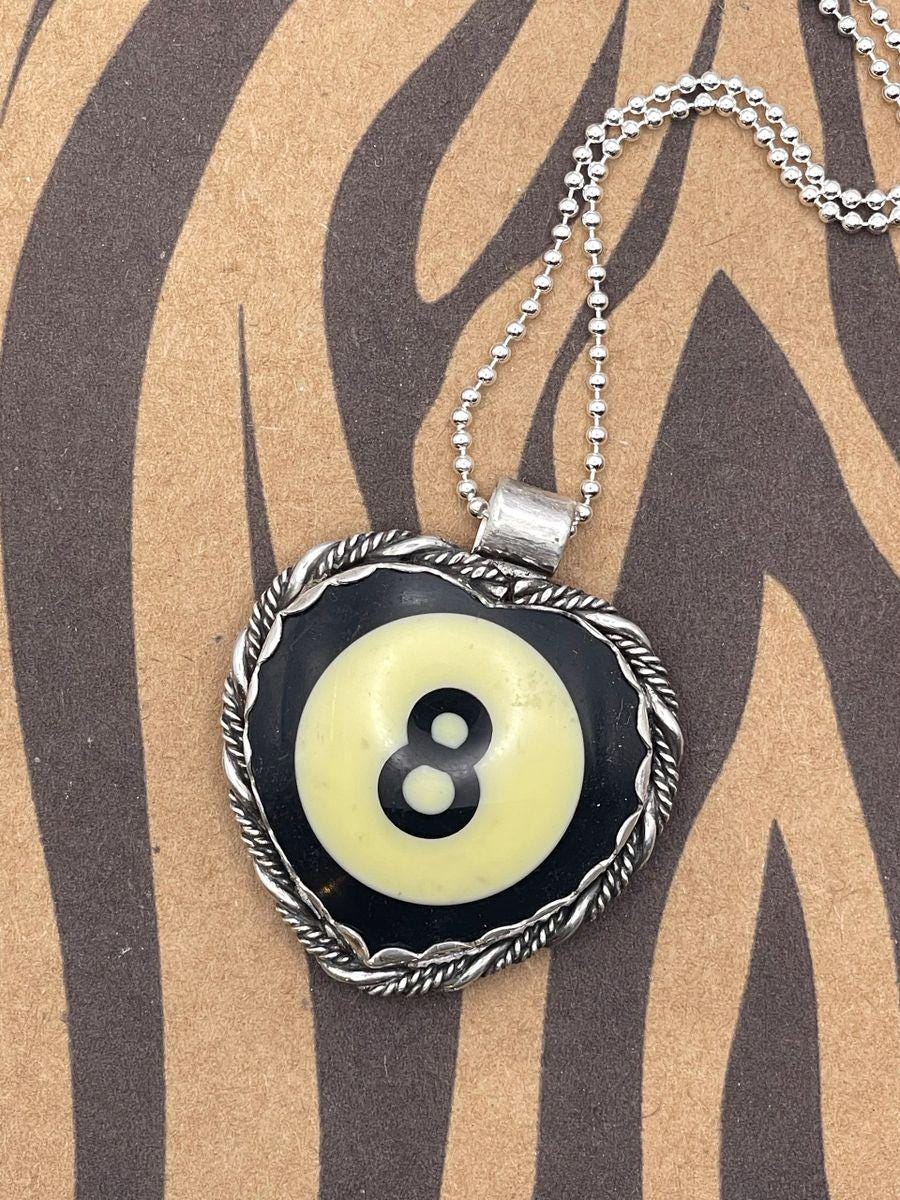 Suzy-*Made to Order* Vintage Billiard #8-Ball Heart Pendant