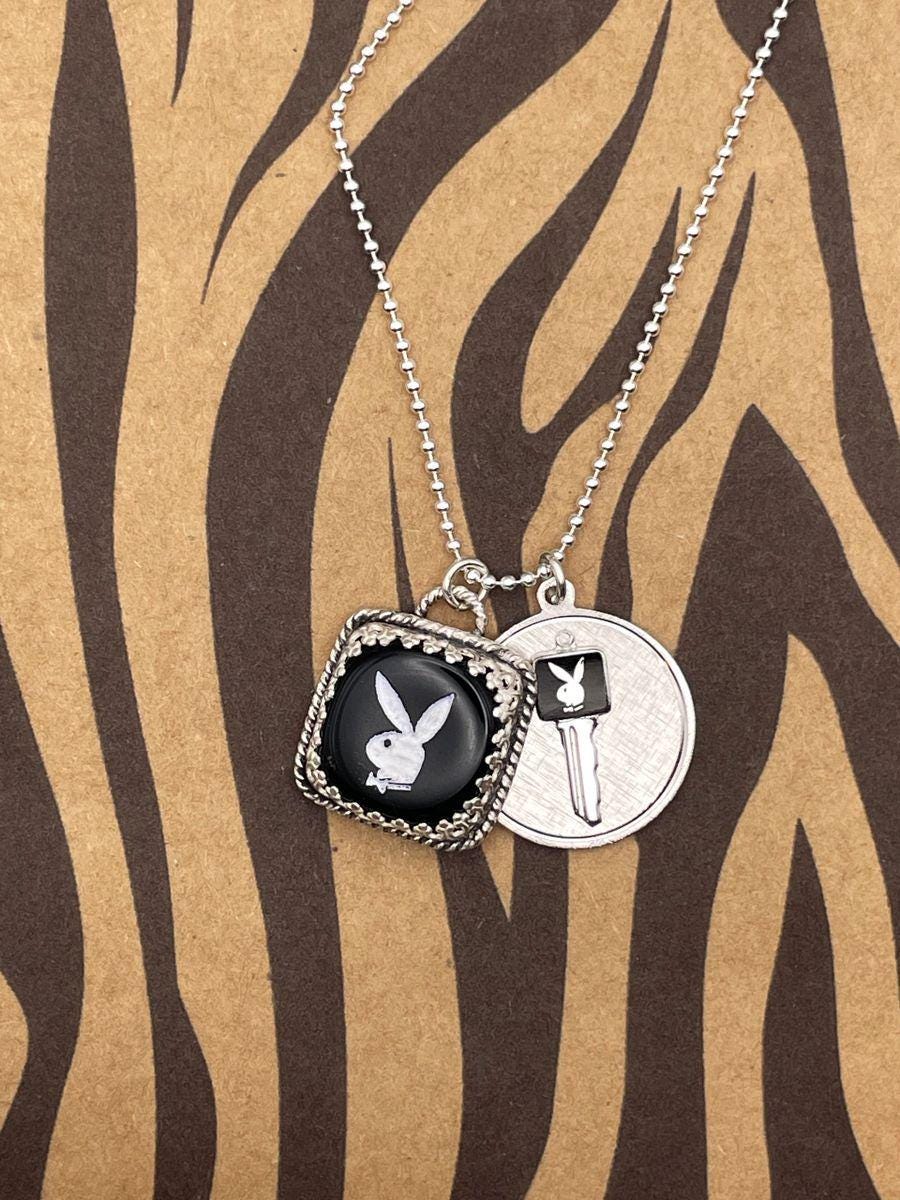 Playboy-Charm Necklace with Playboy Dice and Bunny Key