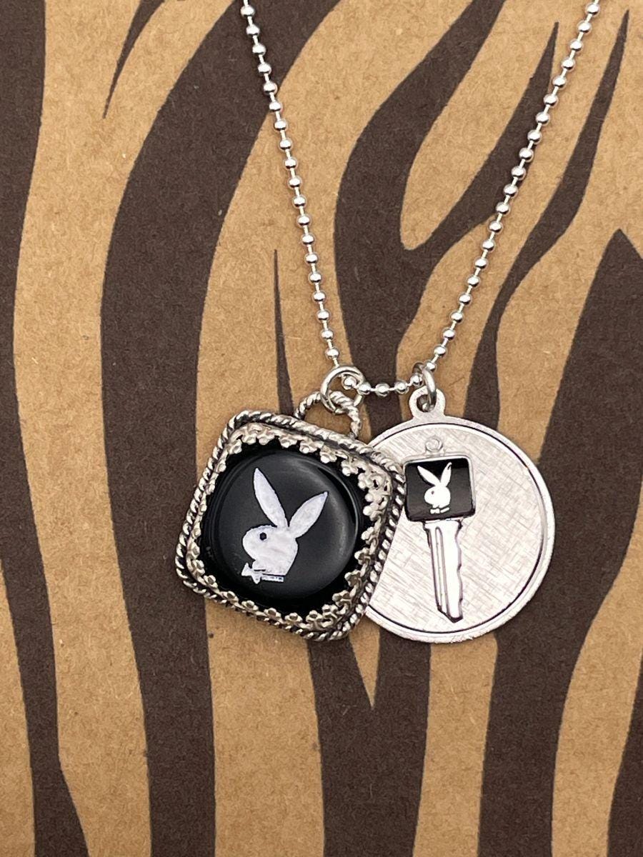 Playboy-Charm Necklace with Playboy Dice and Bunny Key