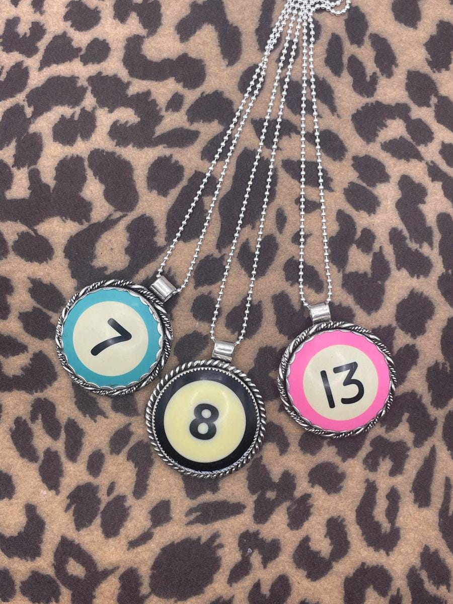 Sky-*Made to Order* Unique Turquoise Billiard Ball Lucky #7 Pendant