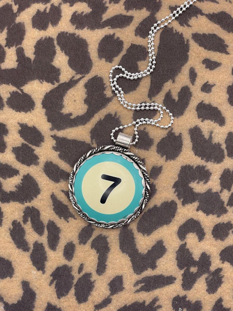 Sky-*Made to Order* Unique Turquoise Billiard Ball Lucky #7 Pendant