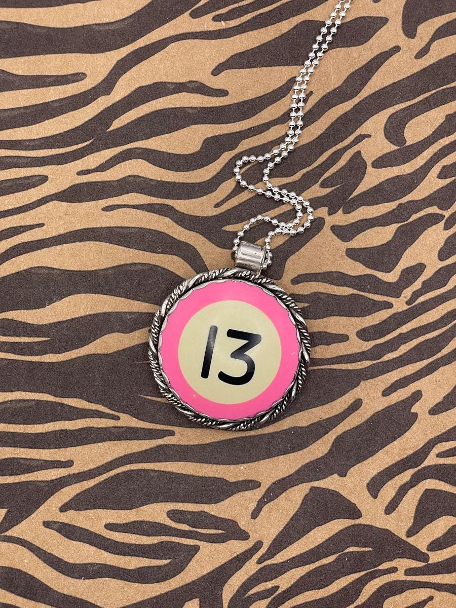 Sailor-Unique Pink Billiard Ball #13 Pendant