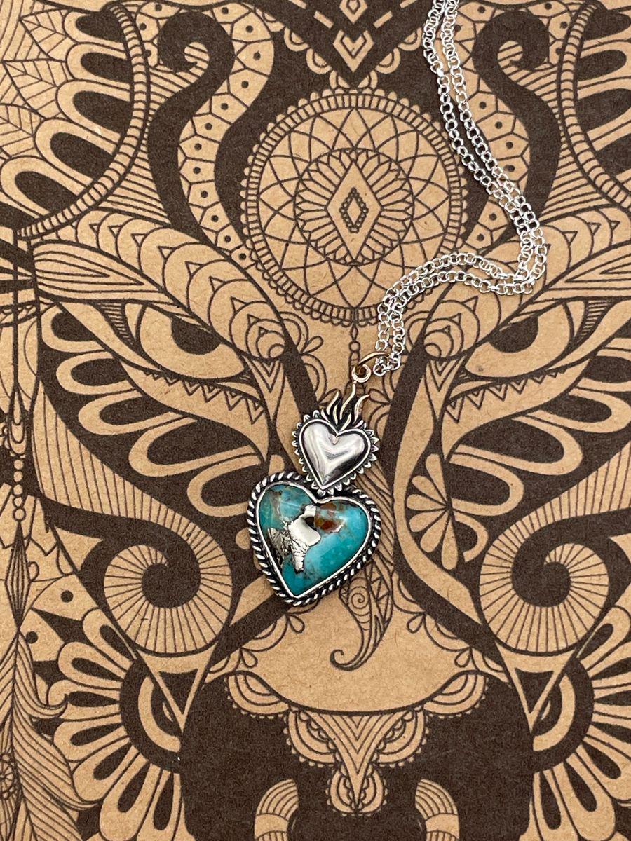 Bonita-Turquoise Sacred Heart Pendant/Necklace