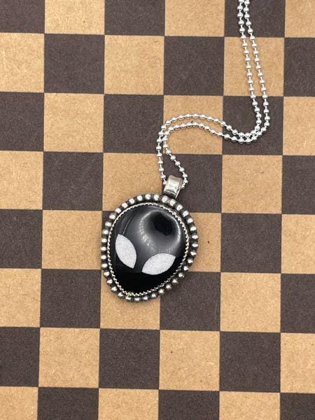 Tripp-Black Trustone Alien Sterling Silver Pendant