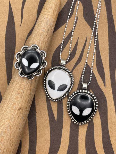 Tripp-Black Trustone Alien Sterling Silver Pendant