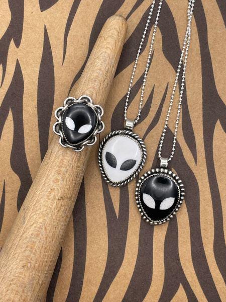 Tripp-Black Trustone Alien Sterling Silver Pendant