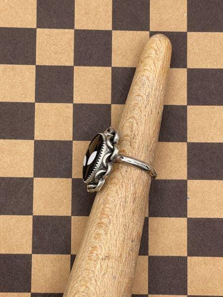 Tripp-Black Trustone Alien Ring with Chain Detail