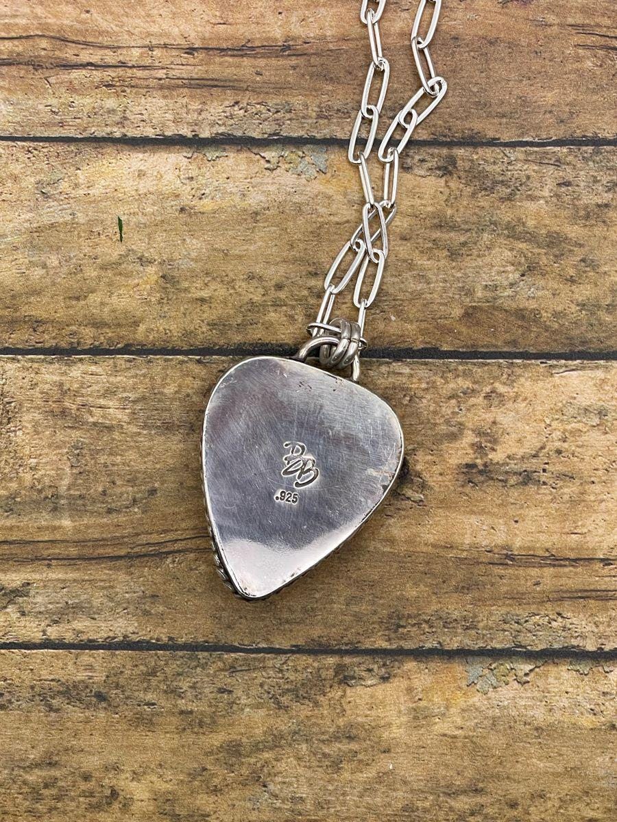 Riley-Rolling Stones Guitar Pick Pendant, Bloody Basin Jasper