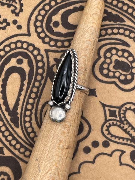 Danielle-Black Teardrop Onyx Ring