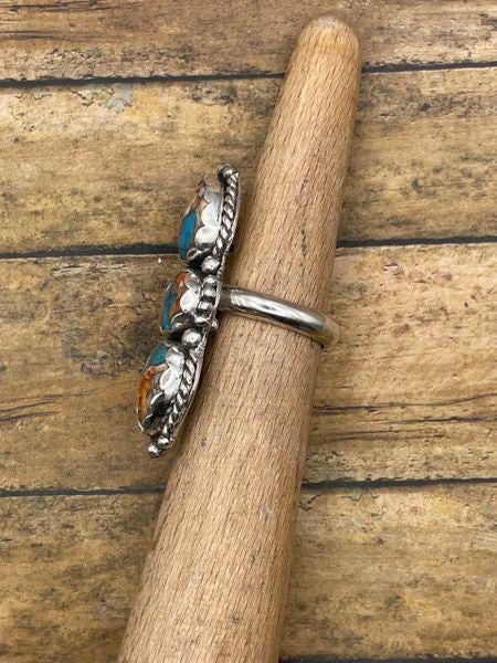 Carmen-Spiny Oyster Turquoise Triple Stone Ring