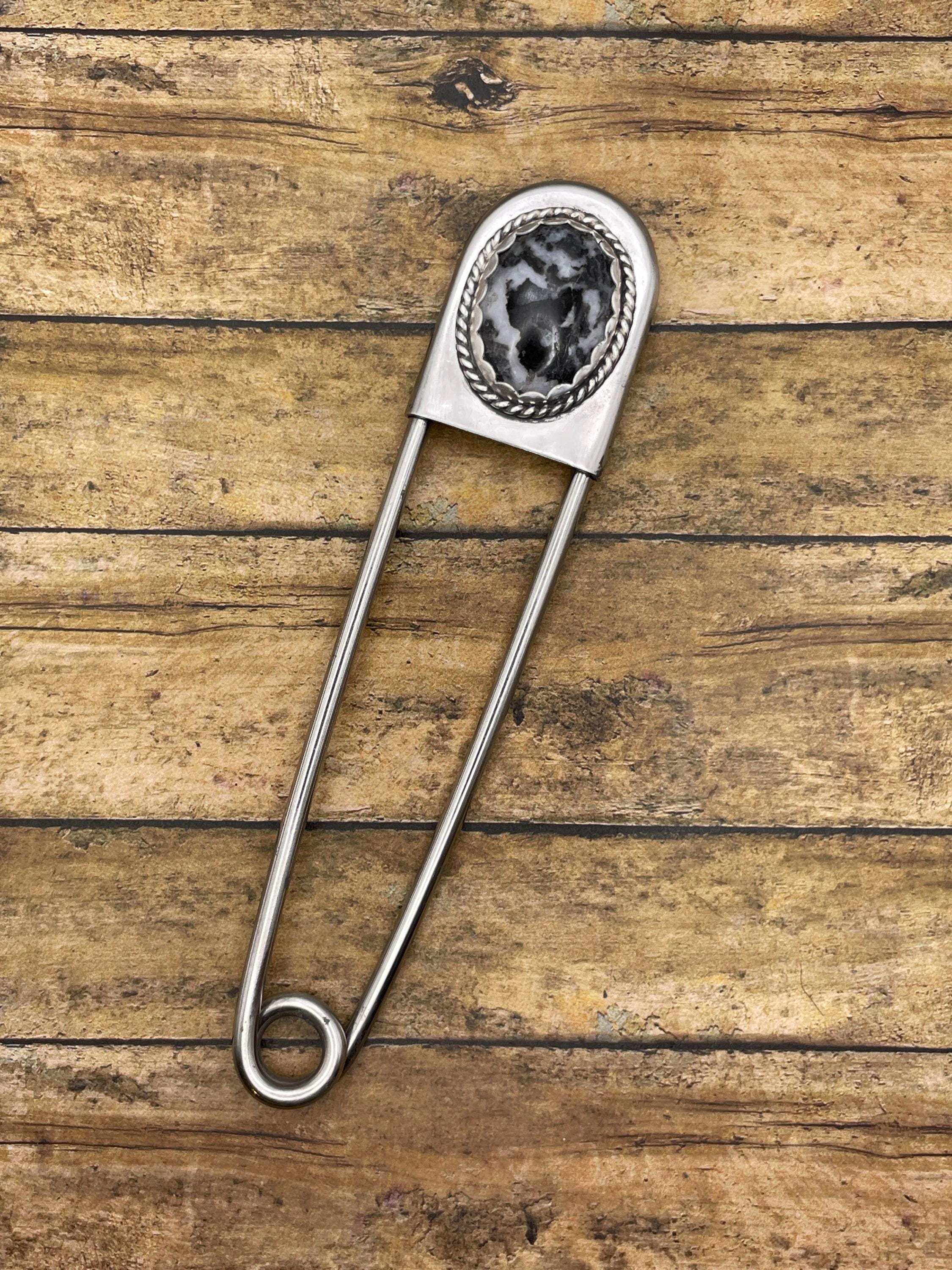 Andrea-Jumbo Safety Pin Keychain with Zebra Jasper