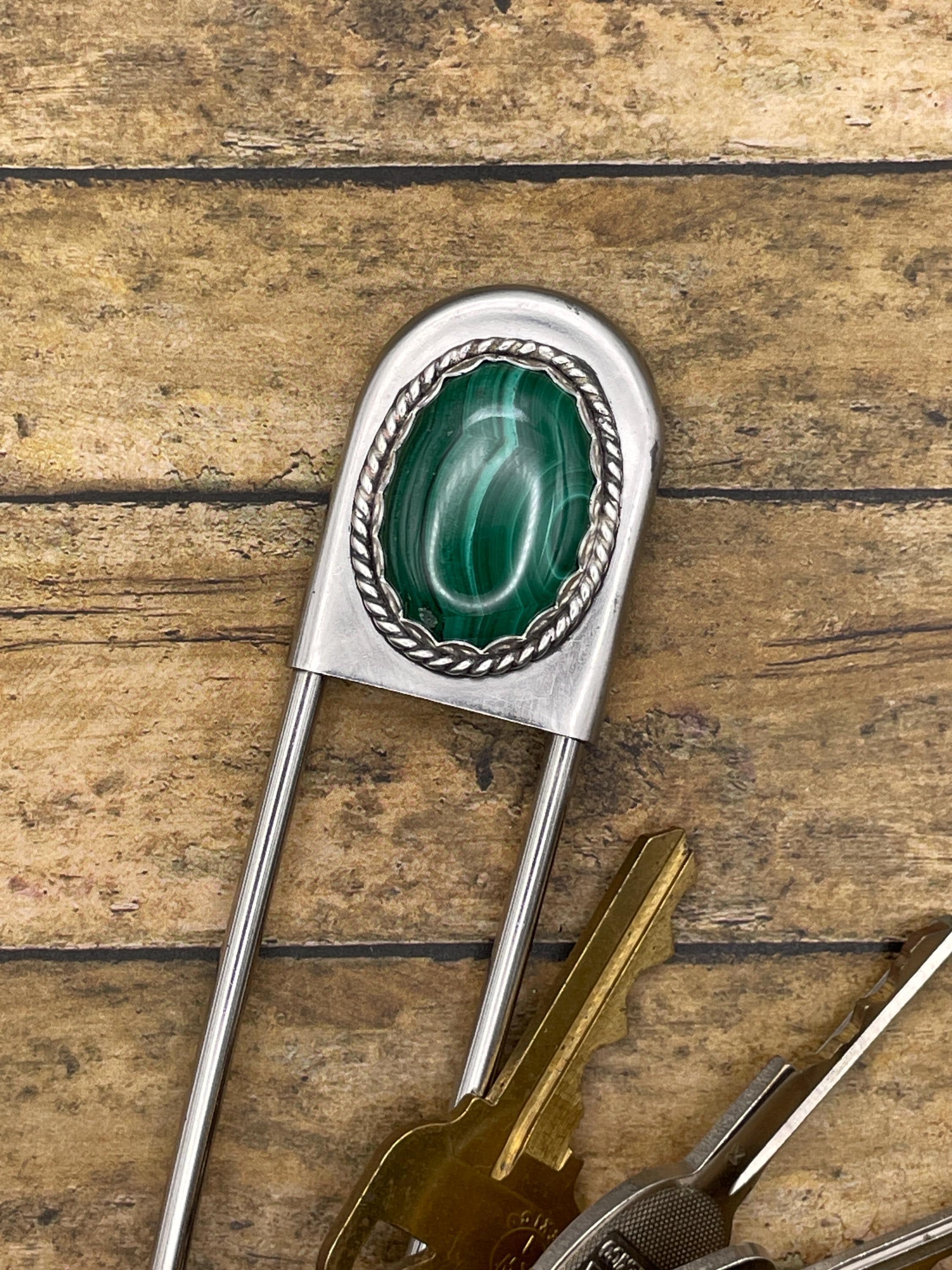 Corey-Jumbo Safety Pin with Malachite