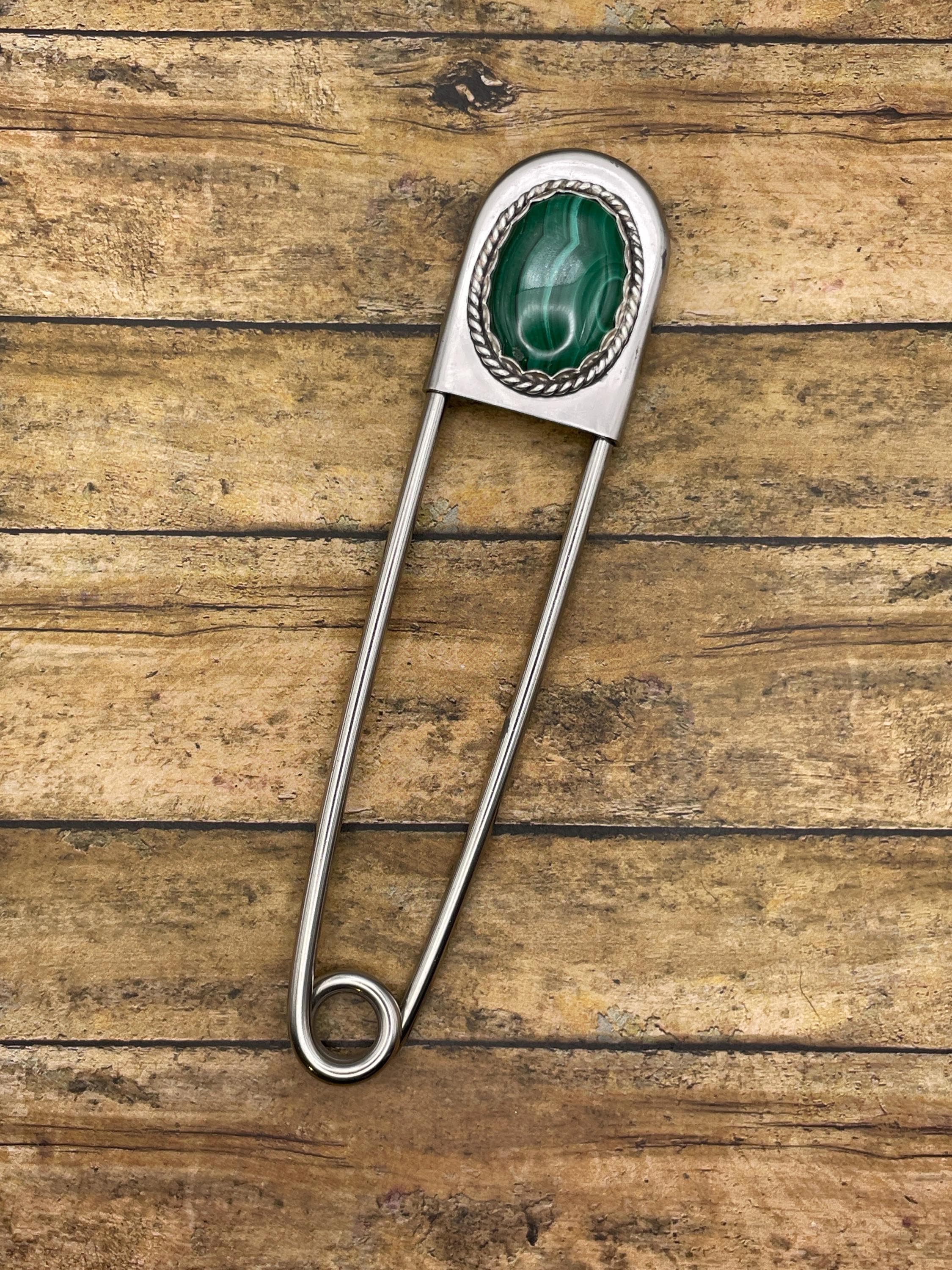 Corey-Jumbo Safety Pin with Malachite