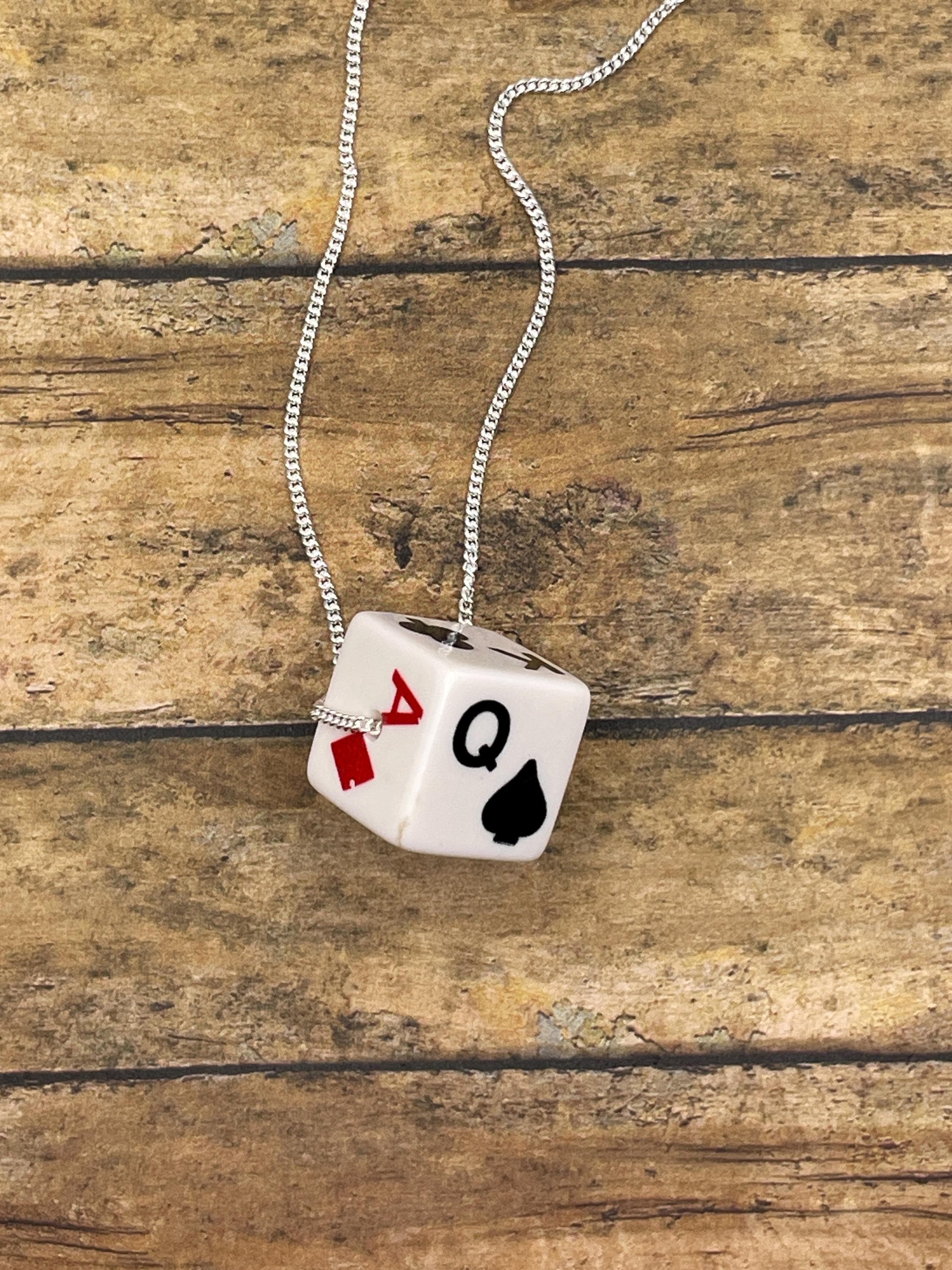Lex-Vintage Paying Card Dice Gambling Pendant