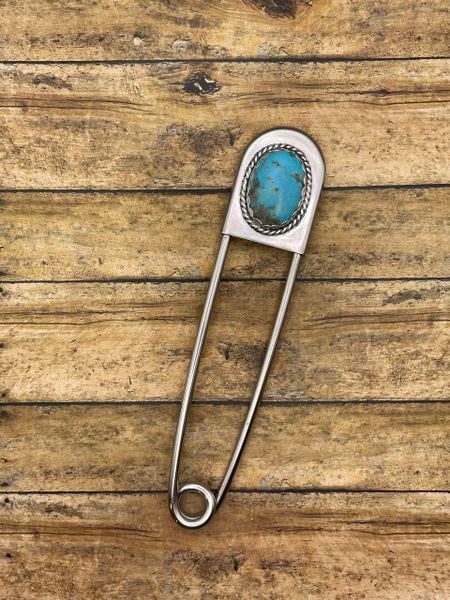 Billy-Jumbo Safety Pin Keychain with Turquoise