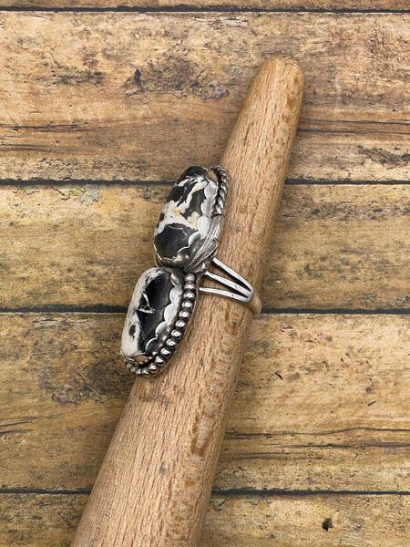 Amy-White Buffalo Turquoise Double Gemstone Ring