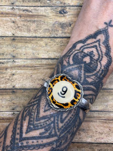 Stevie-Vintage Leopard Billiard #9 Heart Cuff