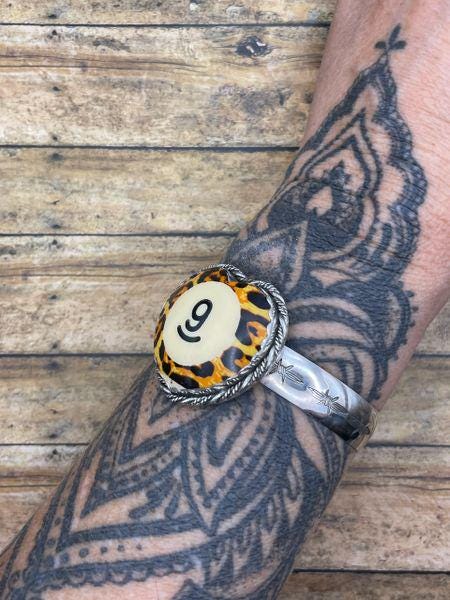 Stevie-Vintage Leopard Billiard #9 Heart Cuff