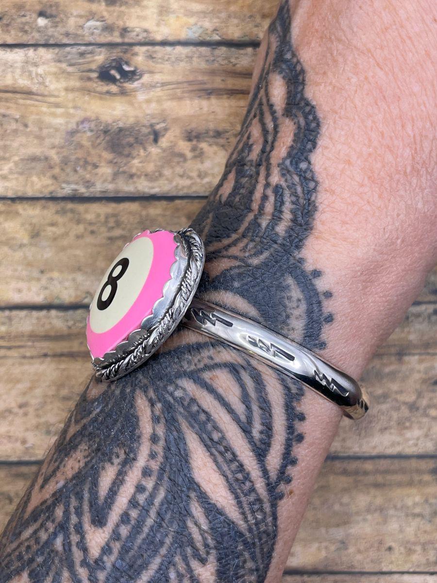 Skippy-Unique Pink Billiard 8-Ball Heart Shaped Cuff