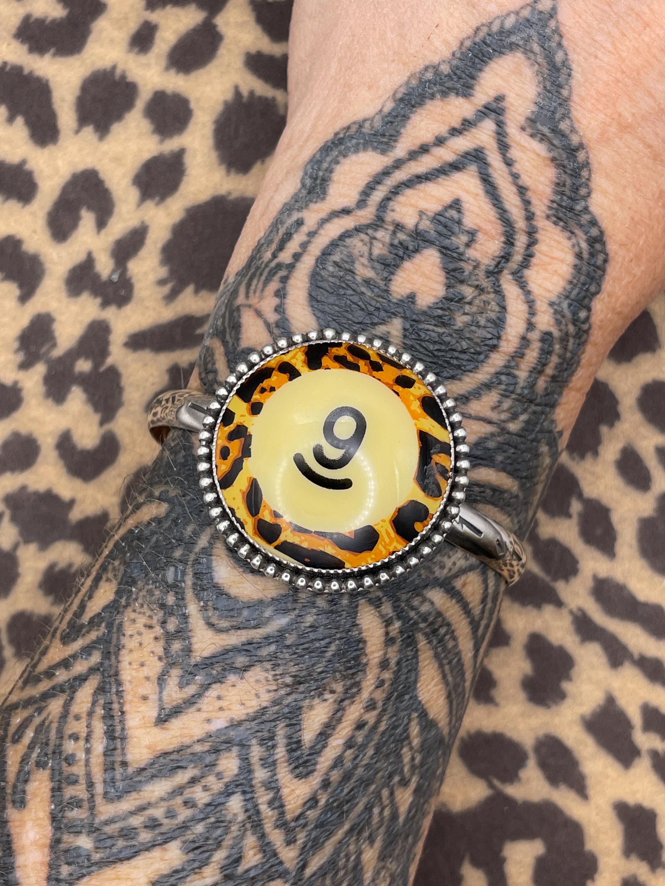 Star-Limited Edition Leopard Billiard Ball #9 Cuff