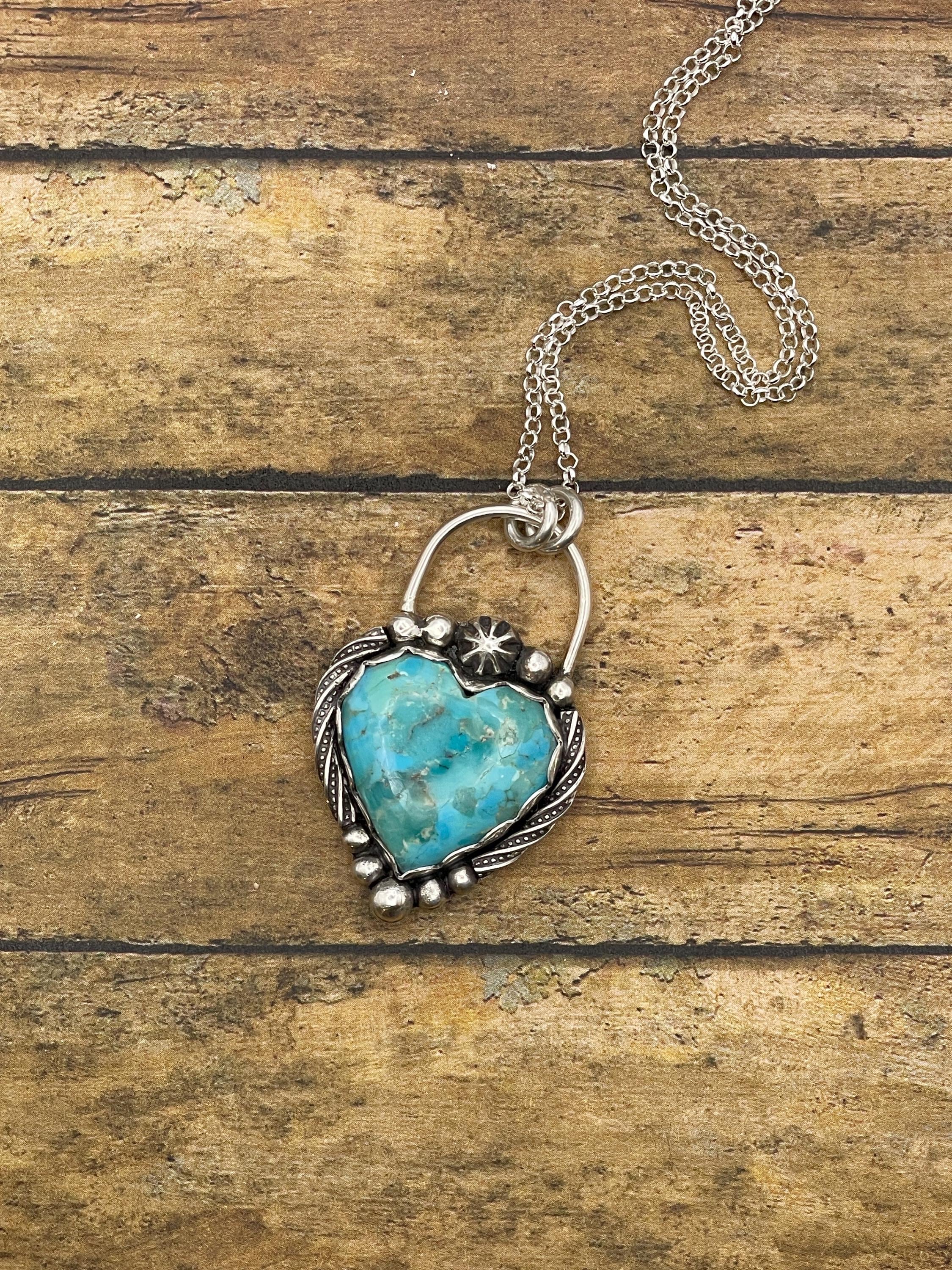 Bo-Turquoise Heart Pendant/Necklace