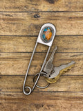 Casey-Jumbo Safety Pin with Spiny Oyster Turquoise