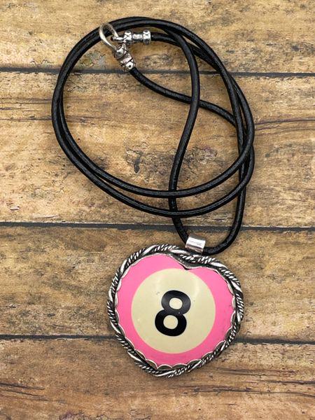 Scout-Unique Pink Billiard 8-Ball Heart Pendant