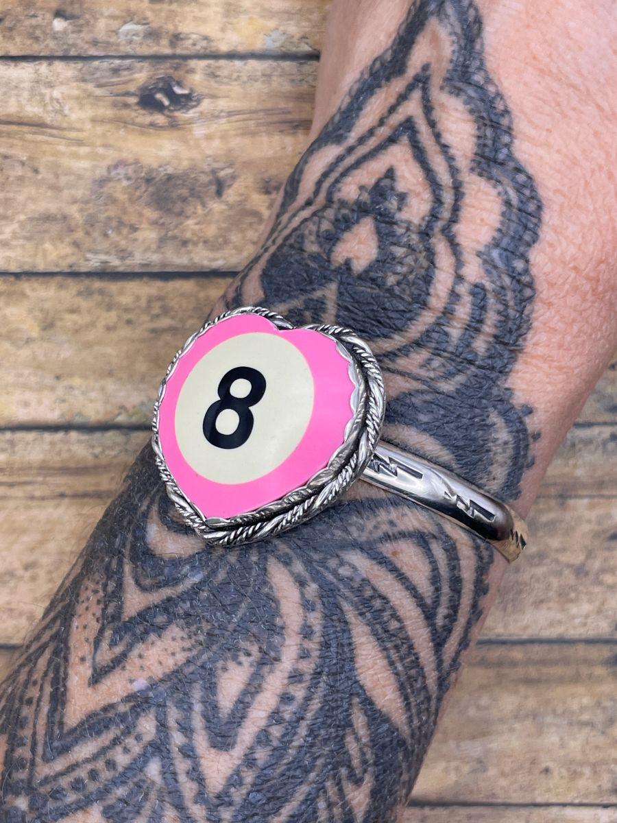 Skippy-Unique Pink Billiard 8-Ball Heart Shaped Cuff