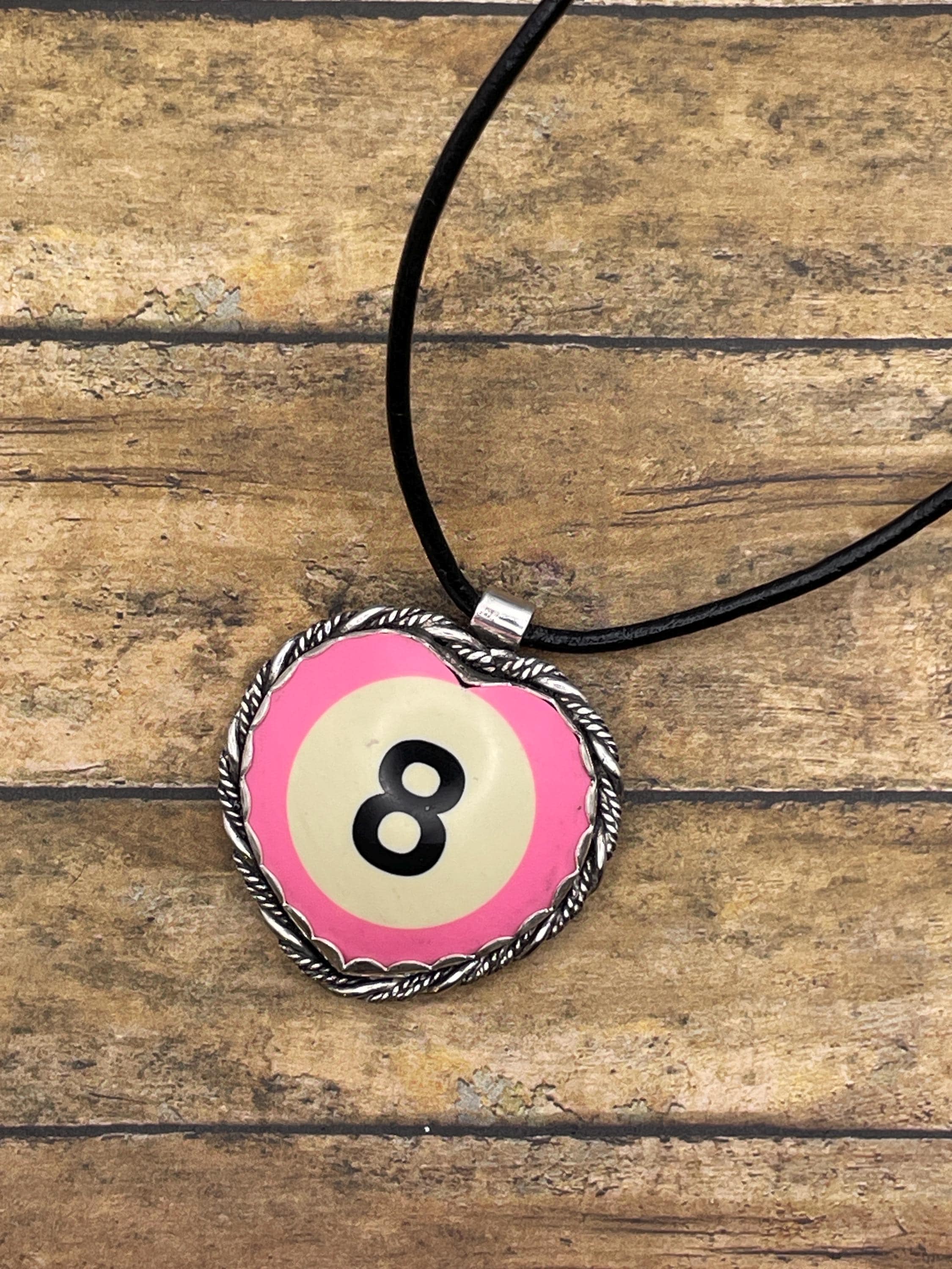 Scout-Unique Pink Billiard 8-Ball Heart Pendant