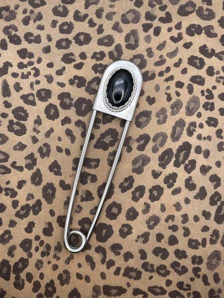 Drake-Jumbo Safety Pin Keychain with Black Onyx Gemstone