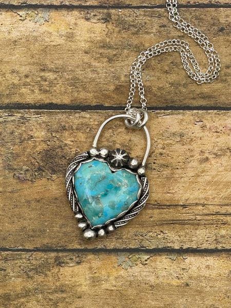 Bo-Turquoise Heart Pendant/Necklace