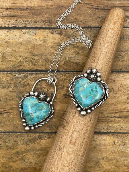Bo-Turquoise Heart Pendant/Necklace