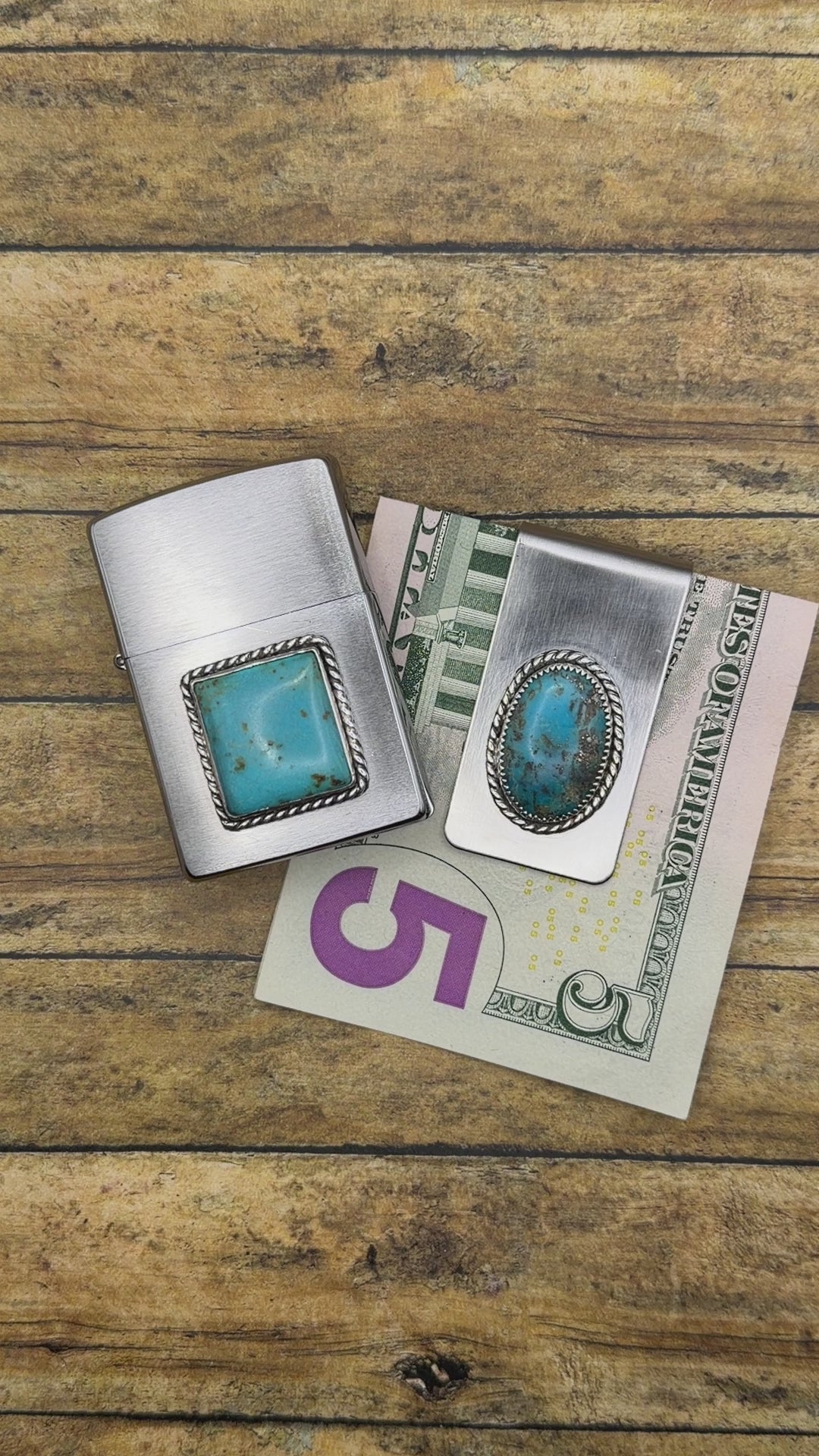 Benton-Zippo Lighter with Turquoise Gemstone