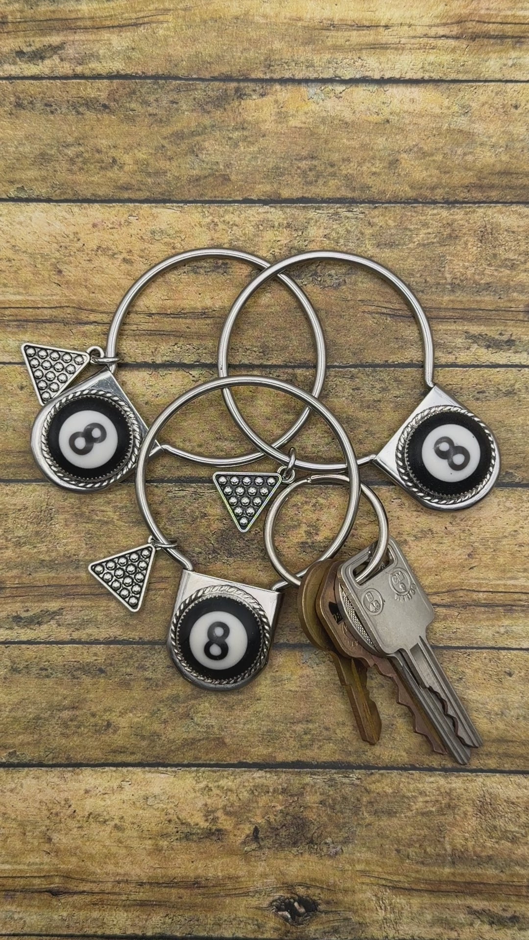 Syrus - Billiard 8 Ball Safety Pin Keychain | Pool Style Jewelry | Rock & Roll Keyring