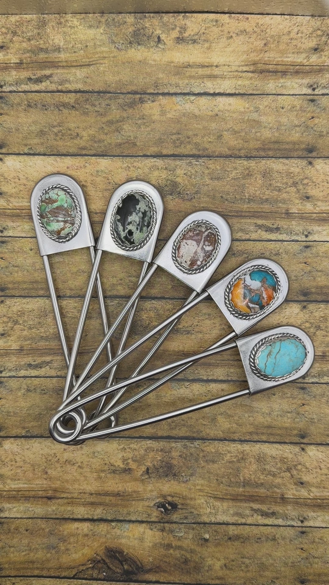 Christian – Green Variscite Jumbo Safety Pin Keychain | Gemstone Accessory | Western Style